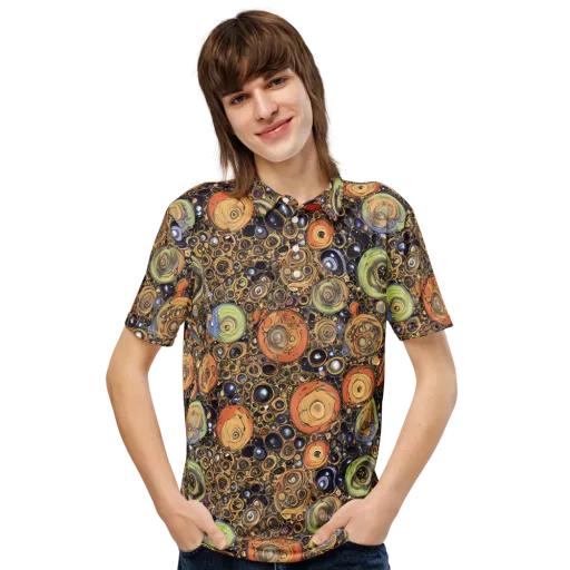 Crescent Echoes on a Men's Slim Fit Polo Shirt