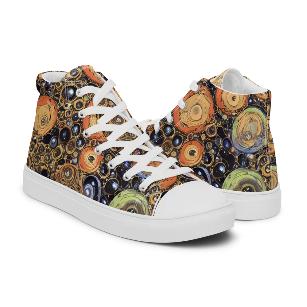 Crescent Echoes on Men's High Top Canvas Shoes — Right