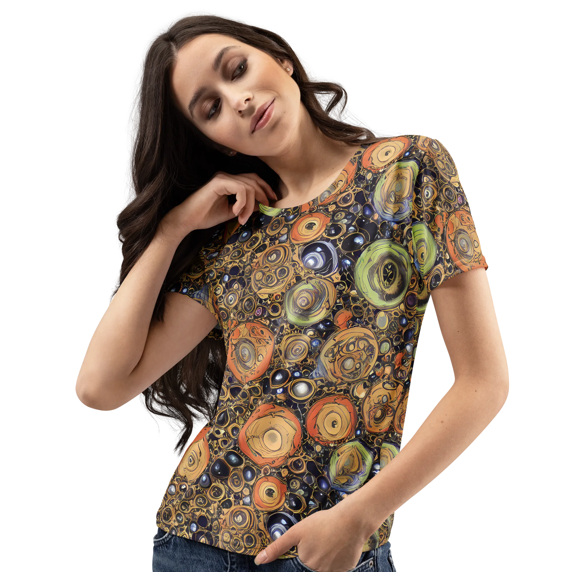 Crescent Echoes on Women's Crew Neck T-Shirt — Left Front