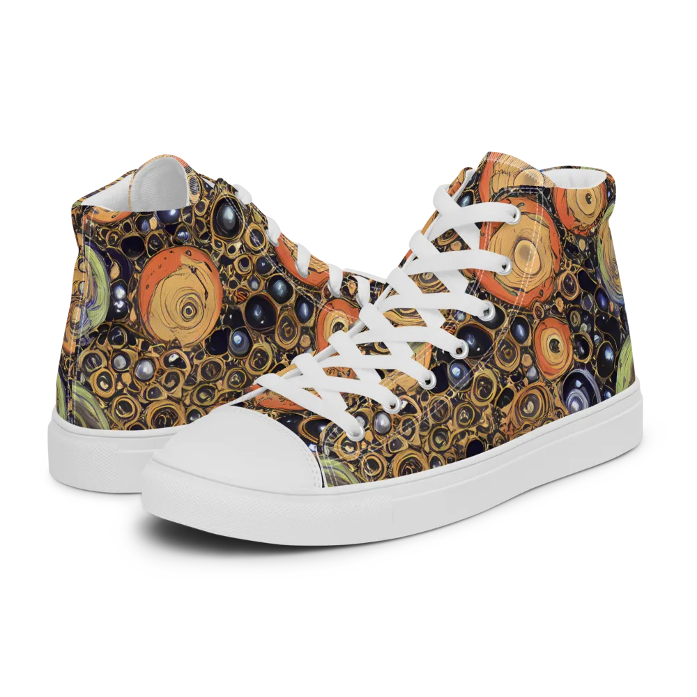 Crescent Echoes on Women's High Top Canvas Shoes — Left