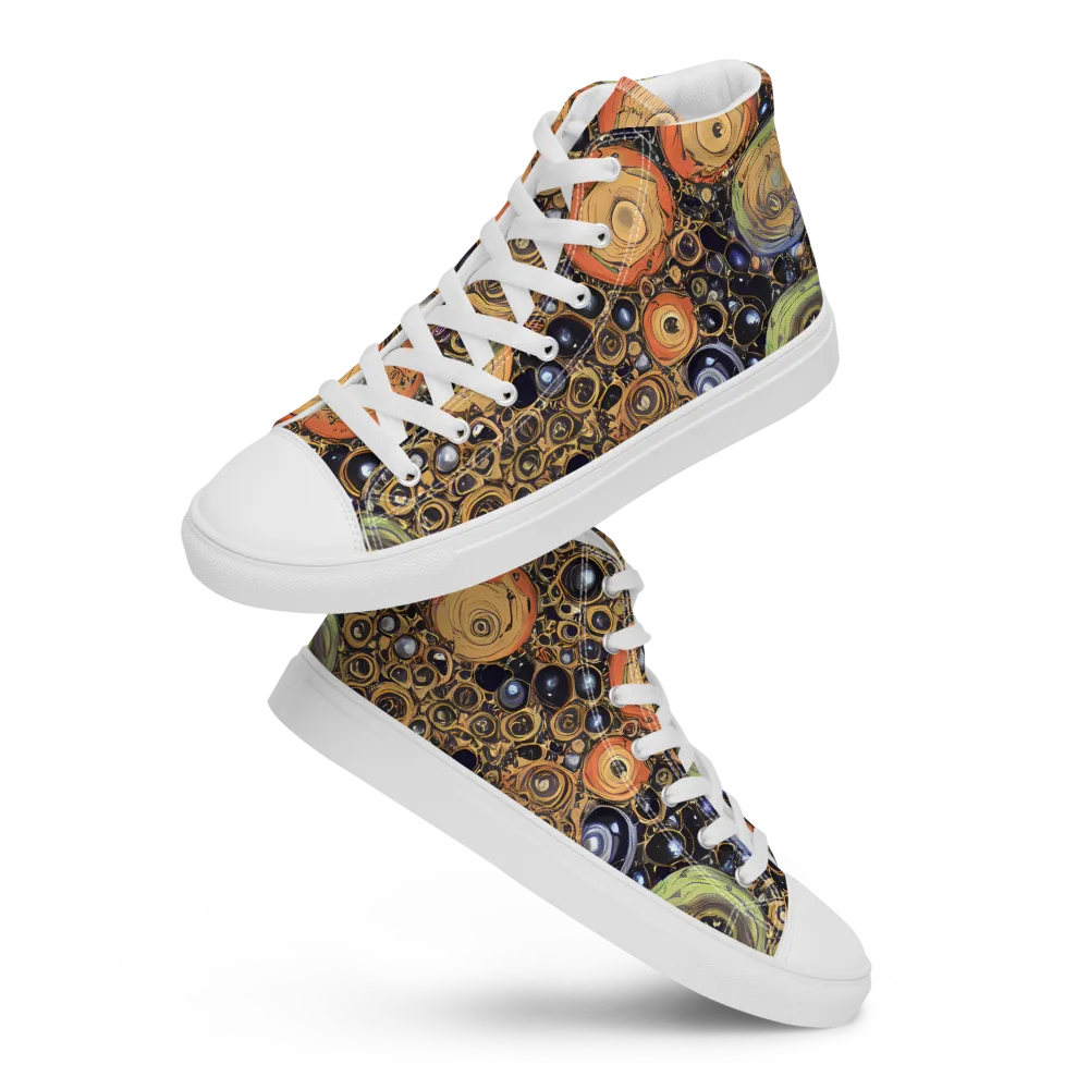 Crescent Echoes on Women's High Top Canvas Shoes — Front