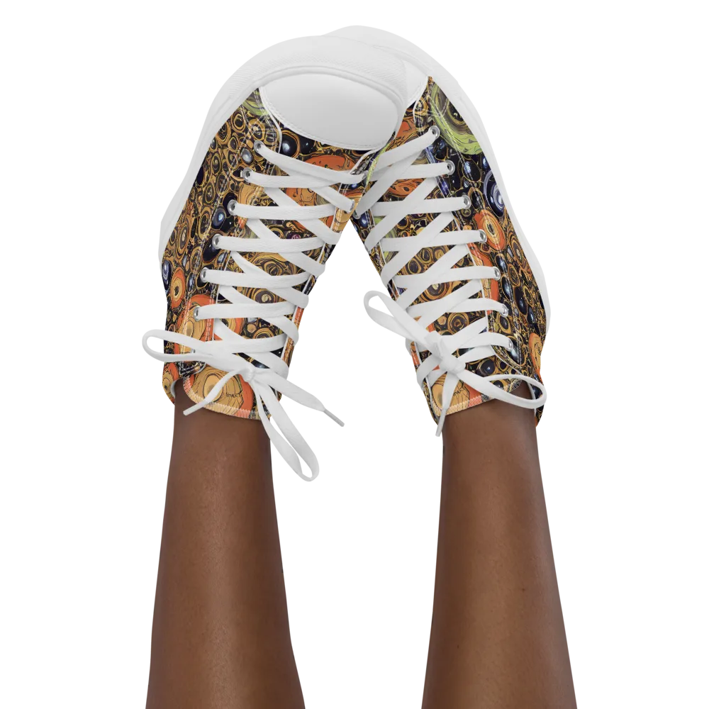Crescent Echoes on Women's High Top Canvas Shoes — Front