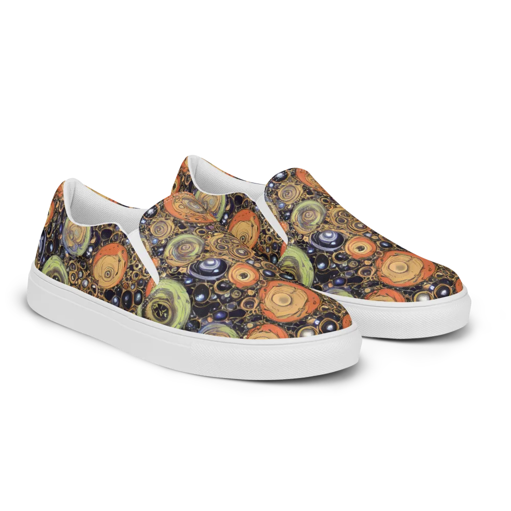 Crescent Echoes on Men's Slip-On Canvas Shoes — Right Front