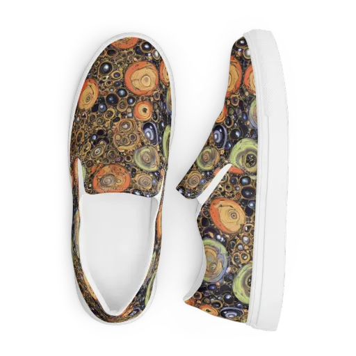 Crescent Echoes on a Men's Slip-On Canvas Shoes
