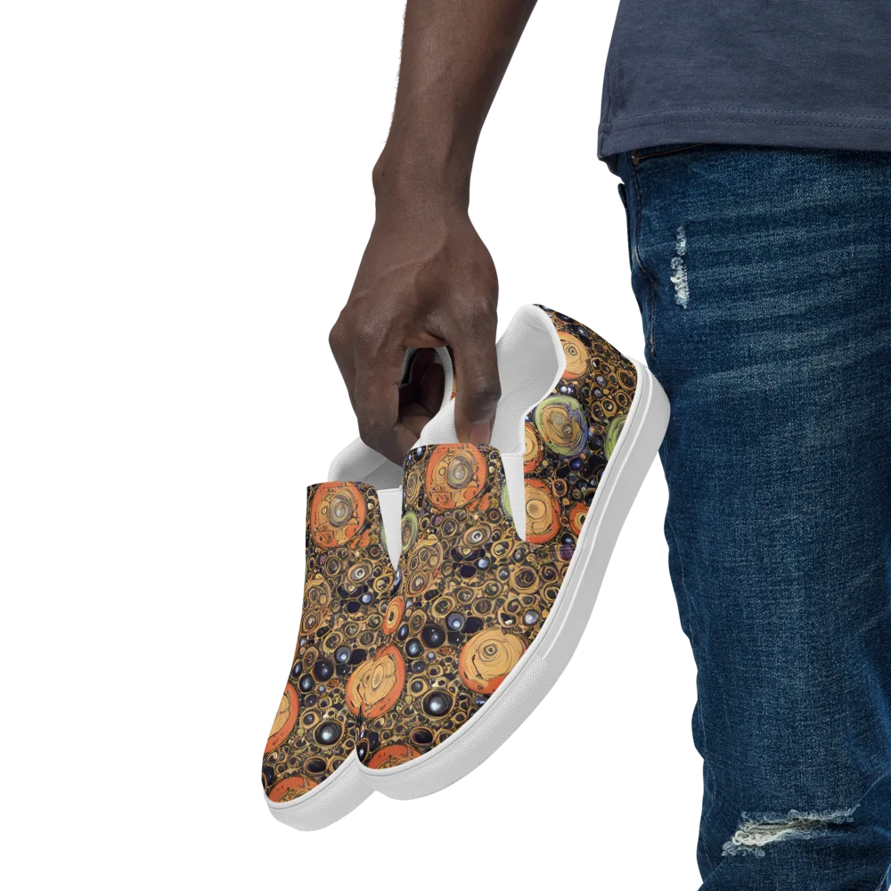 Crescent Echoes on Men's Slip-On Canvas Shoes — Left Front
