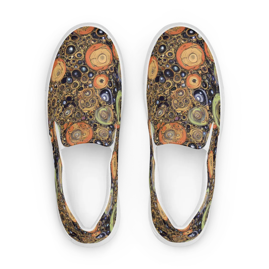 Crescent Echoes on Women's Slip-On Canvas Shoes — Front