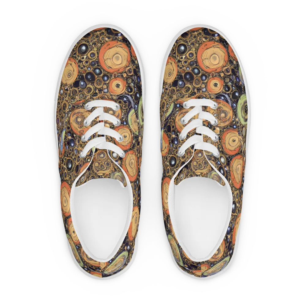 Crescent Echoes on Men's Lace-Up Canvas Shoes — Front
