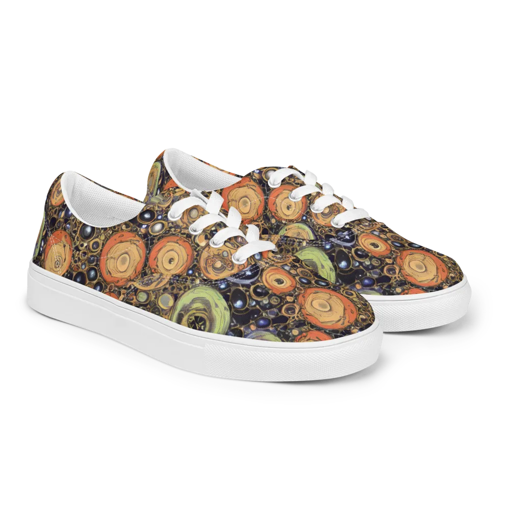 Crescent Echoes on Men's Lace-Up Canvas Shoes — Right Front