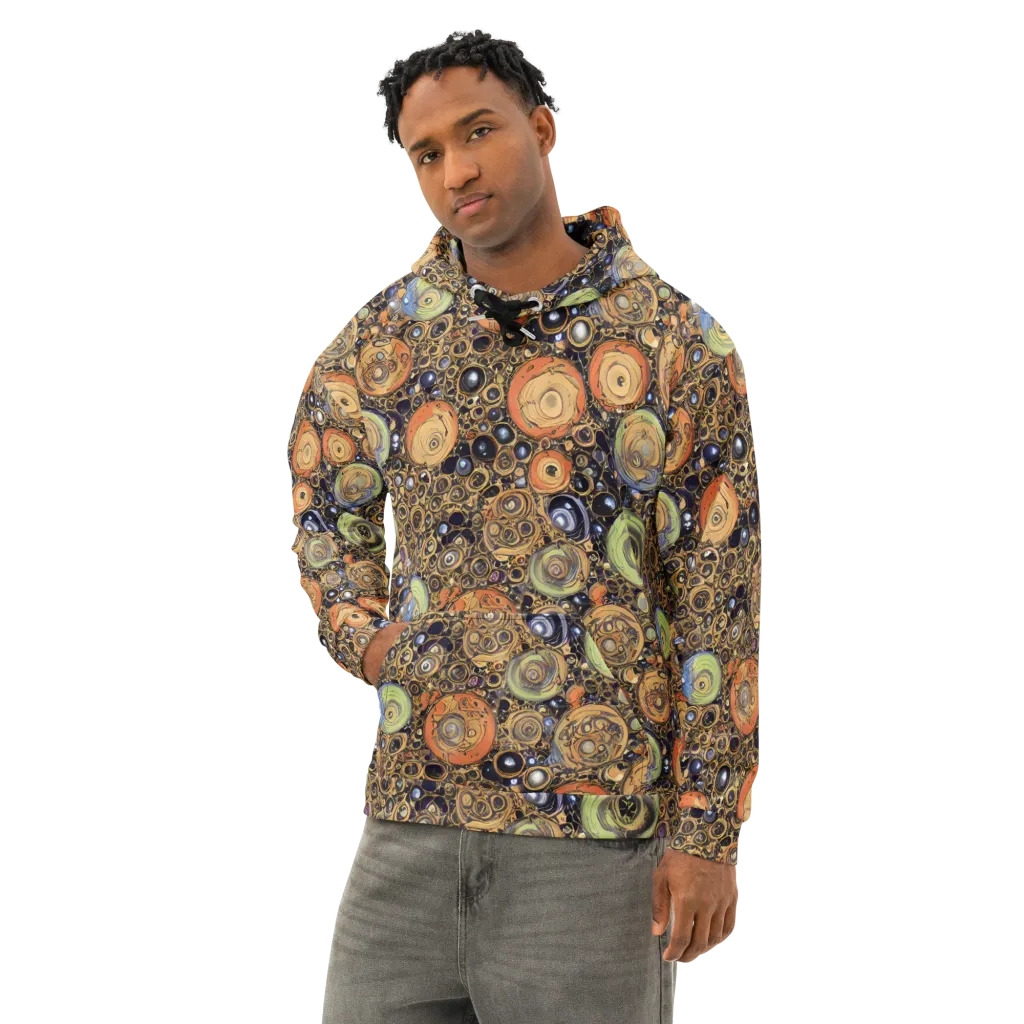 Crescent Echoes on Cotton Hoodie — Left Front