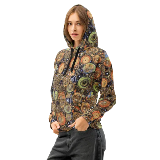 Crescent Echoes on a Cotton Hoodie