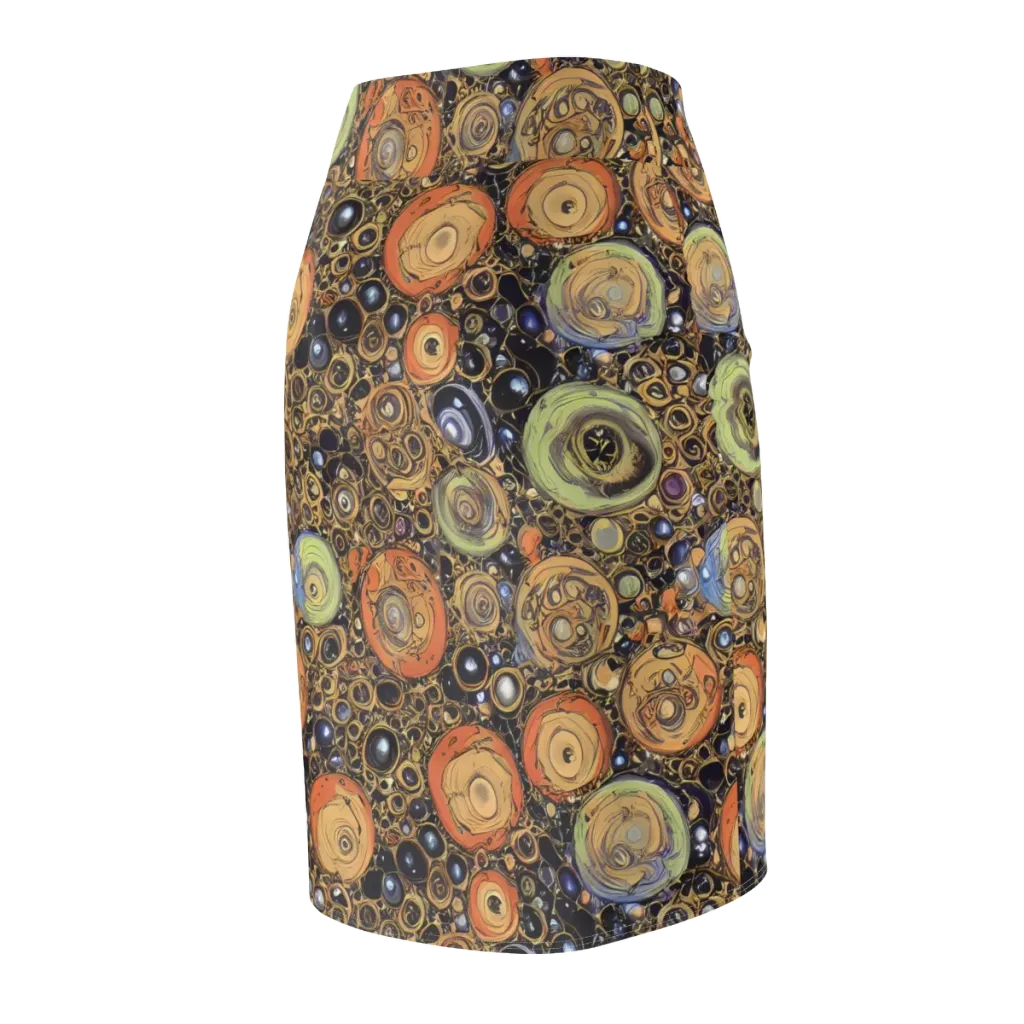 Crescent Echoes on Pencil Skirt — Back Side