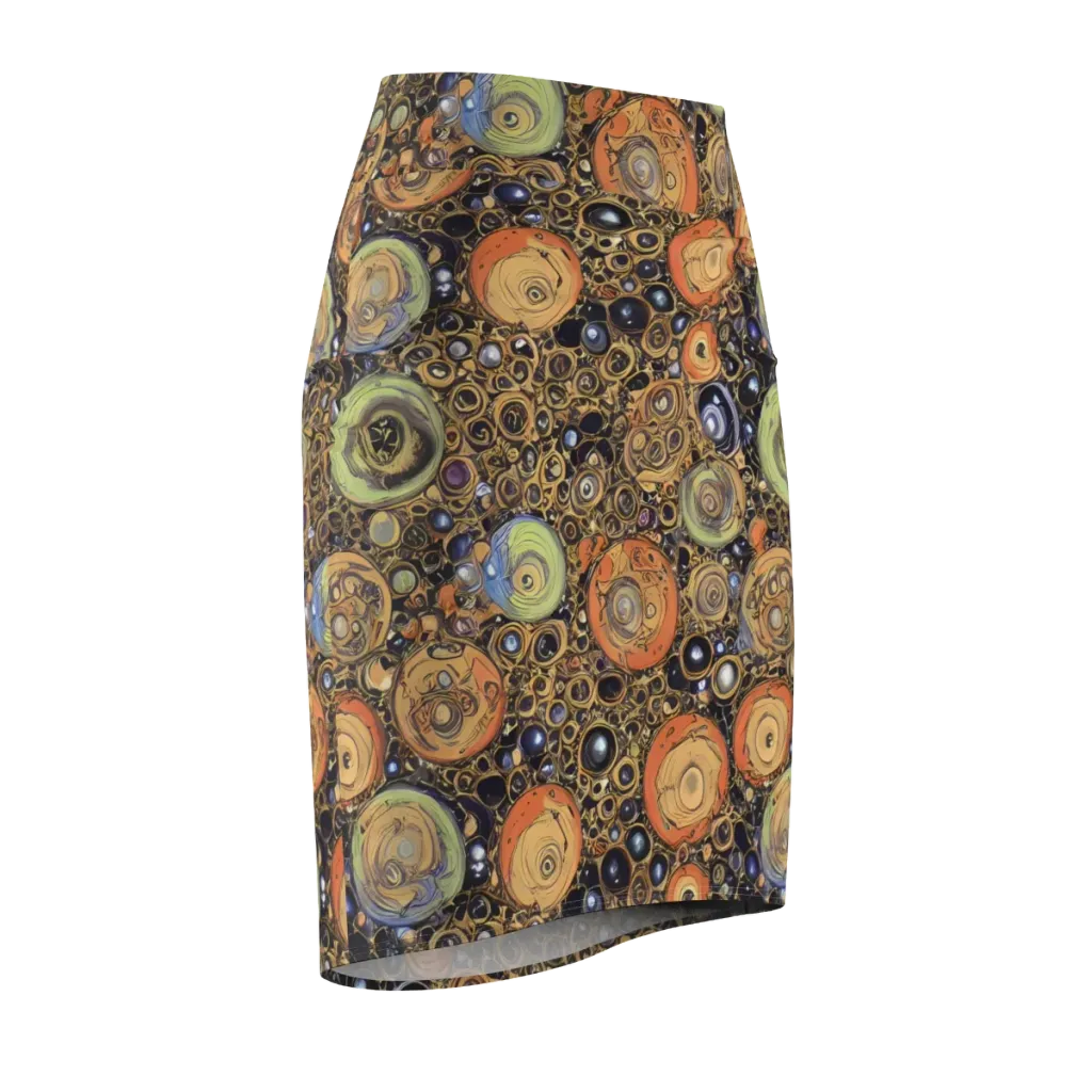 Crescent Echoes on Pencil Skirt — Front Side