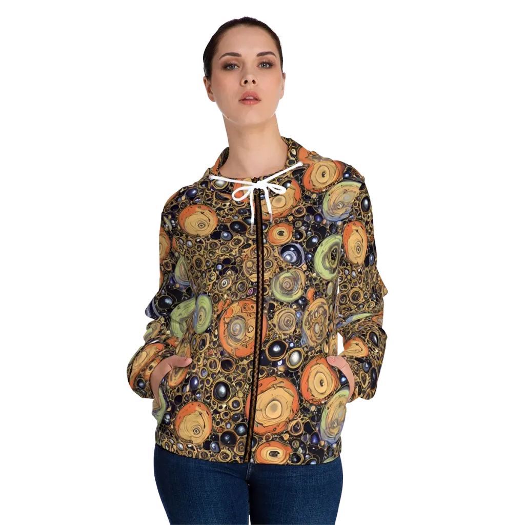 Crescent Echoes on Women's Full-Zip Hoodie — Front On Person