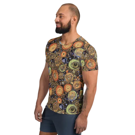 Crescent Echoes on a Men's Athletic T-Shirt