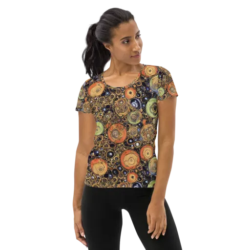 Crescent Echoes on a Women's Athletic T-Shirt