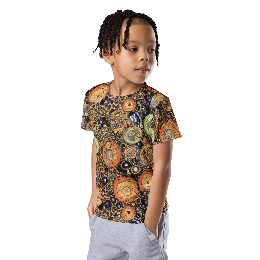 Crescent Echoes on Kids Crew Neck T-Shirt — Left Front