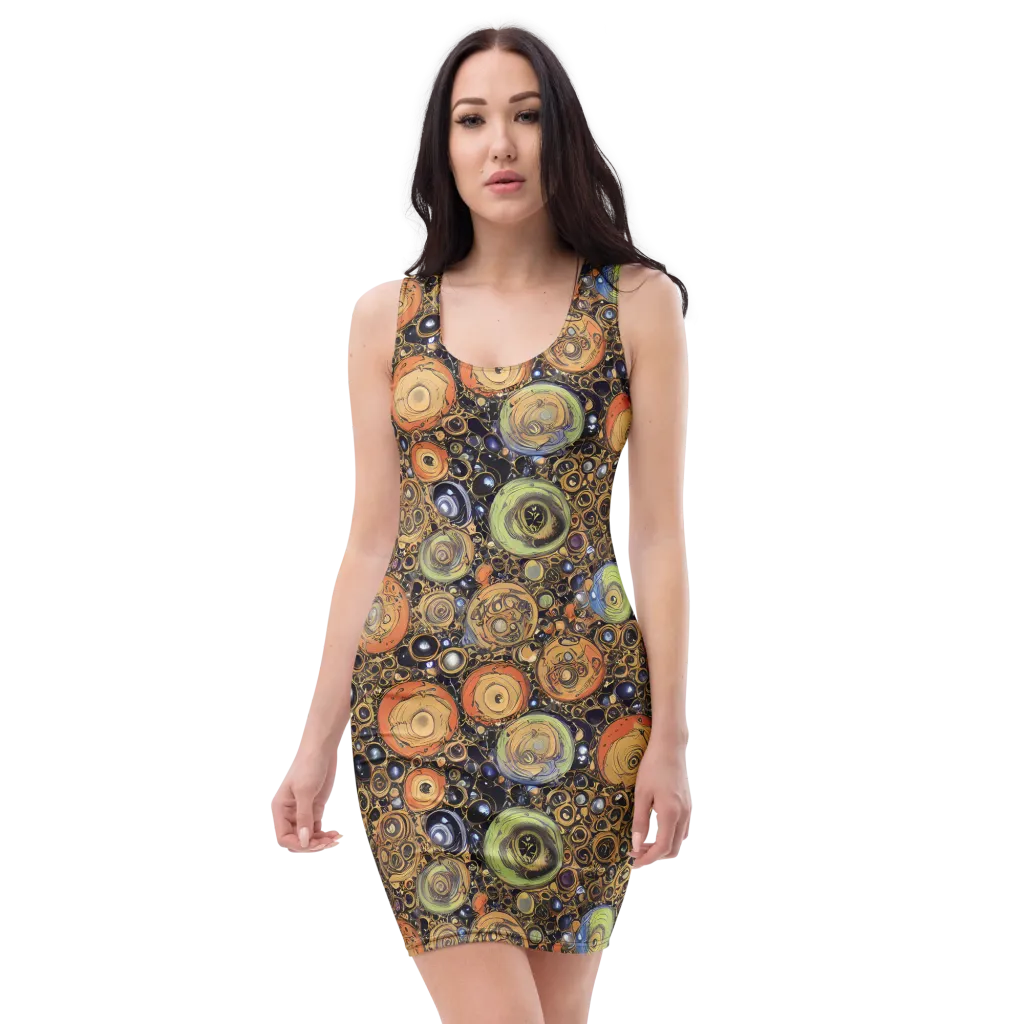 Crescent Echoes on Bodycon Dress — Front
