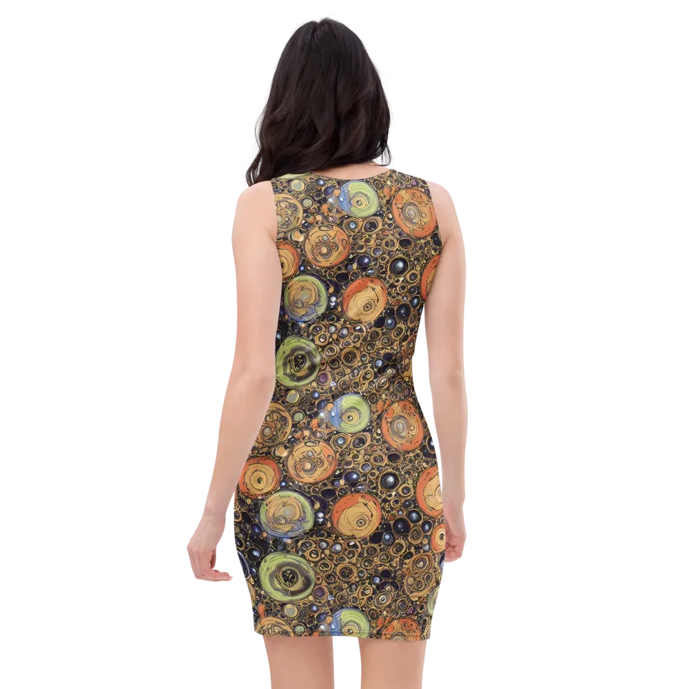 Crescent Echoes on Bodycon Dress — Back