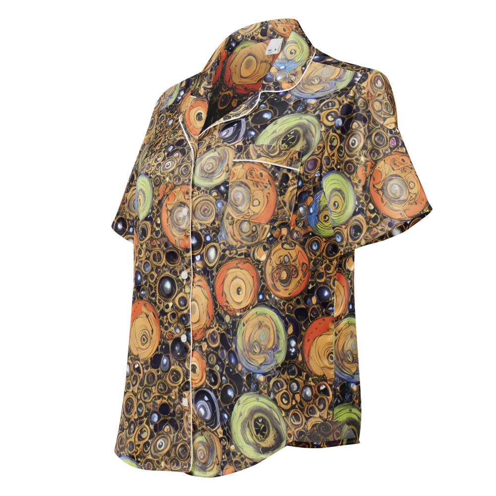 Crescent Echoes on Women's Short Sleeve Pajama Top — Left Front