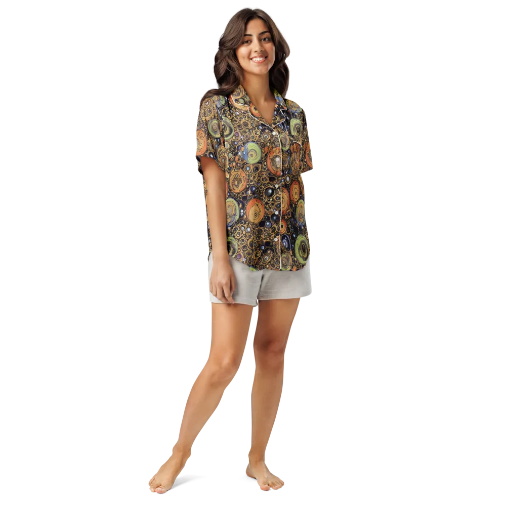 Crescent Echoes on Women's Short Sleeve Pajama Top — Front