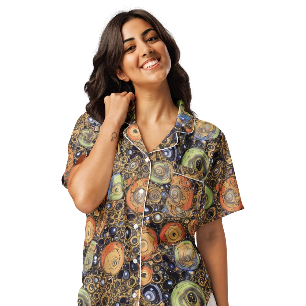 Crescent Echoes on Women's Short Sleeve Pajama Top — Front