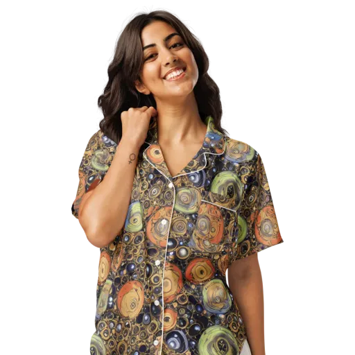 Crescent Echoes on a Women's Short Sleeve Pajama Top