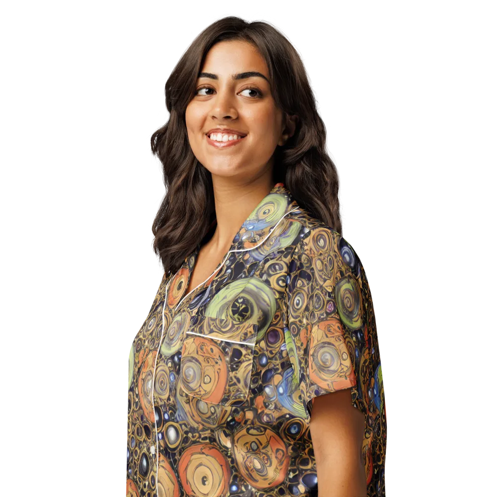 Crescent Echoes on Women's Short Sleeve Pajama Top — Left Front
