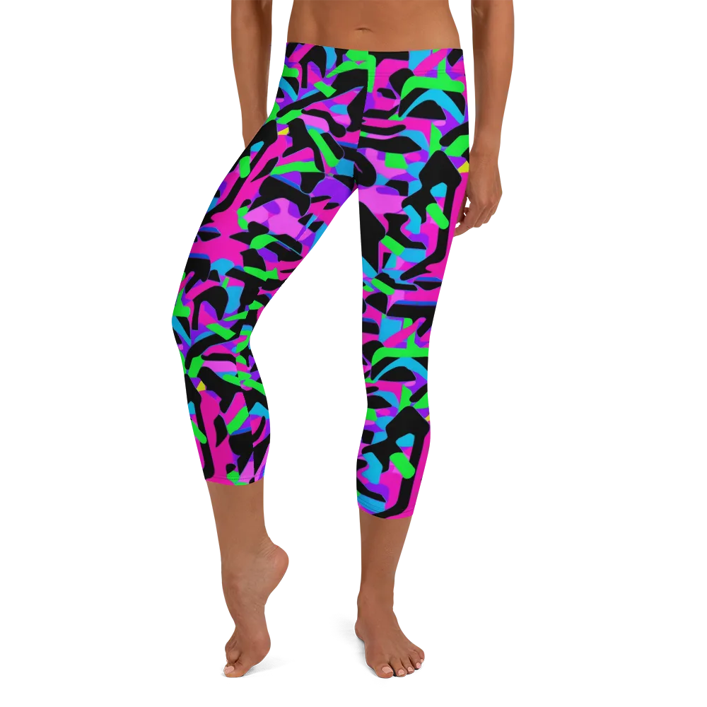 Neon Ink Drift on Capri Leggings — Front