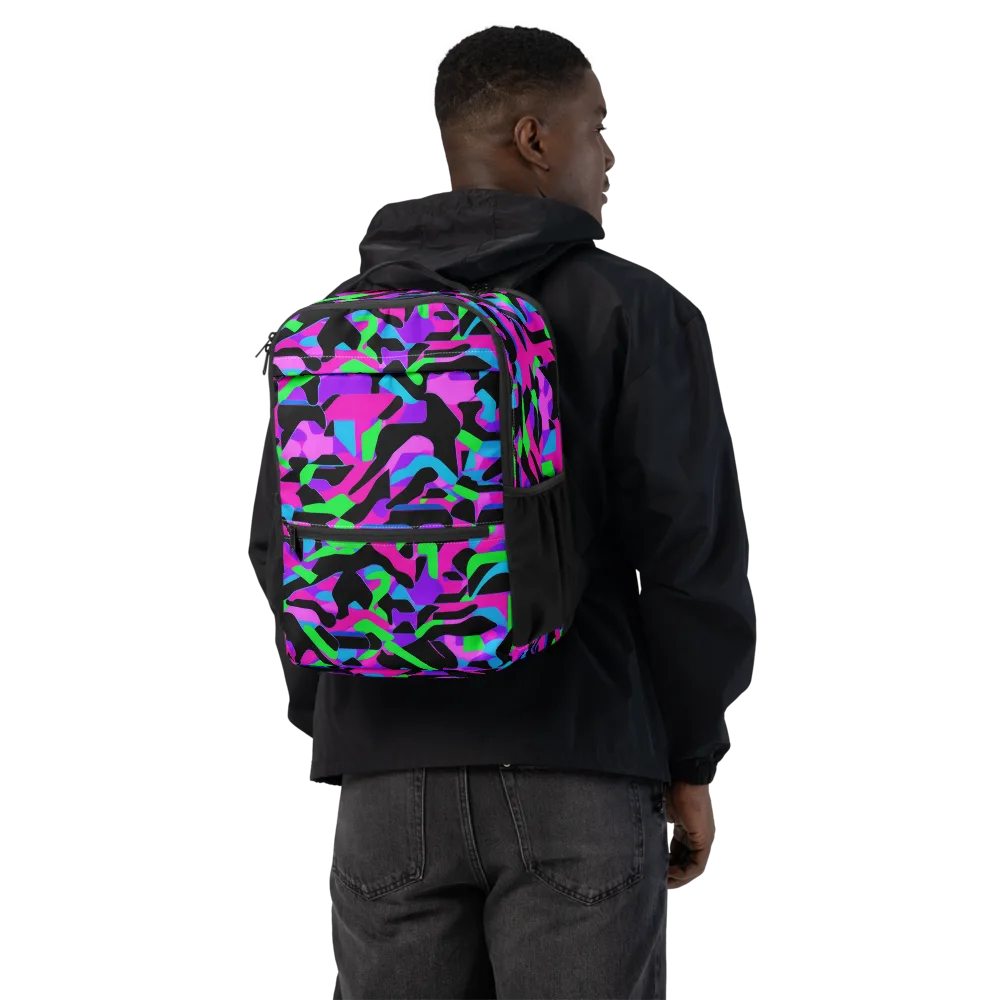 Neon Ink Drift on Utility Backpack — Back