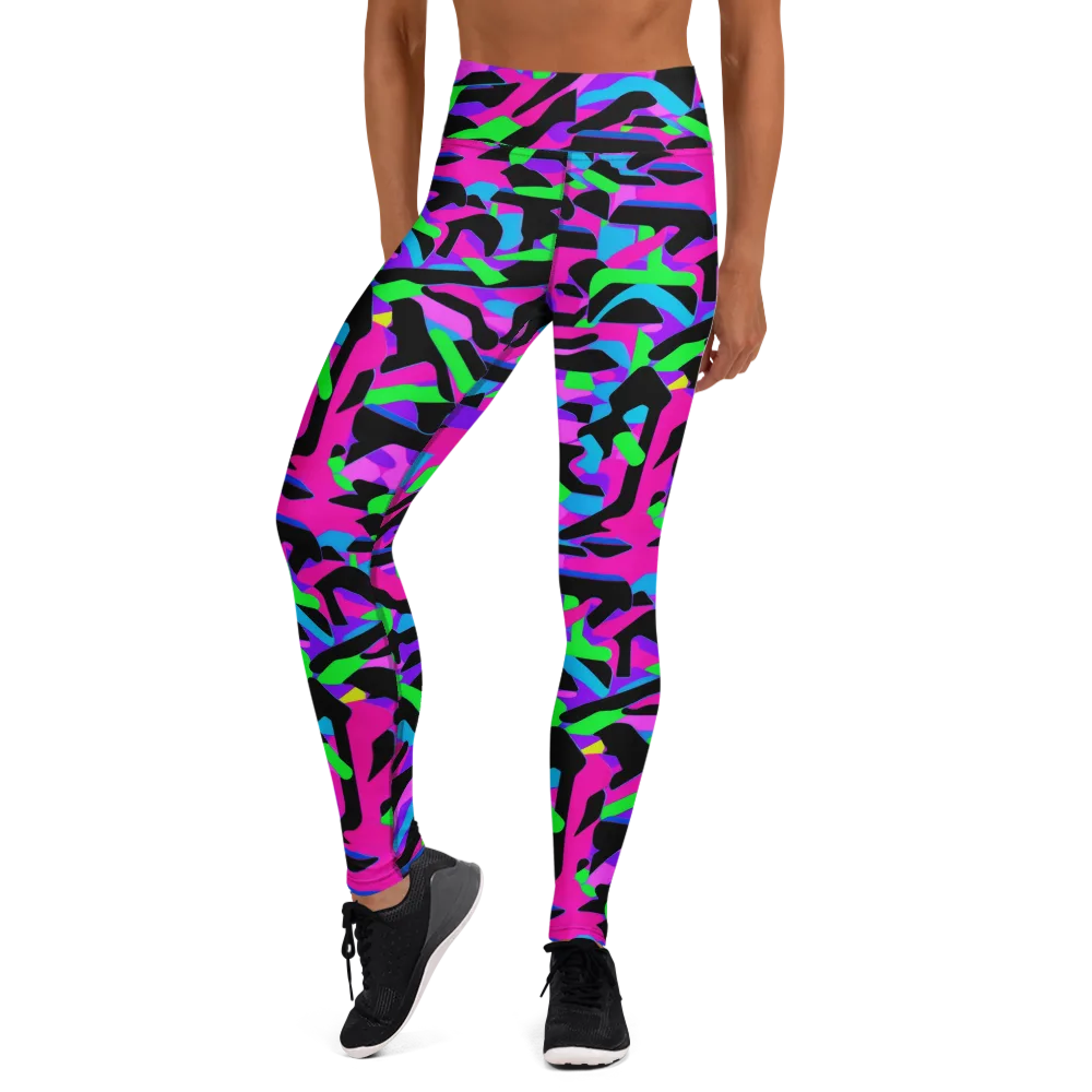 Neon Ink Drift on Yoga Leggings — Front