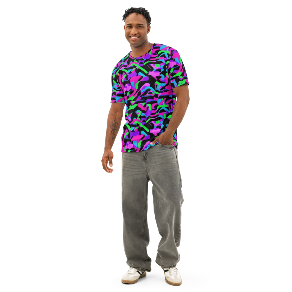 Neon Ink Drift on Men's Cotton Crew Neck T-Shirt — Front