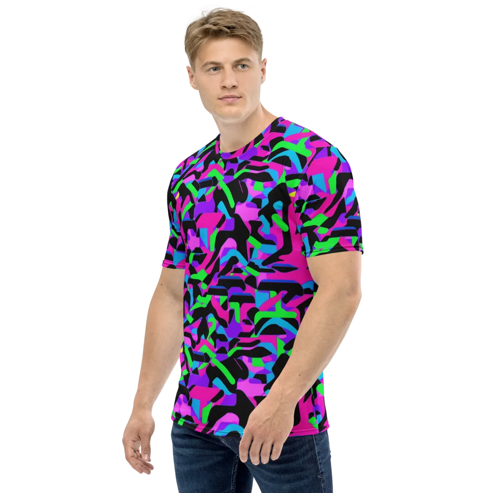 Neon Ink Drift on Men's Crew Neck T-Shirt — Left