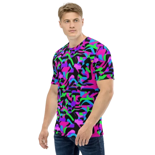 Neon Ink Drift on a Men's Crew Neck T-Shirt