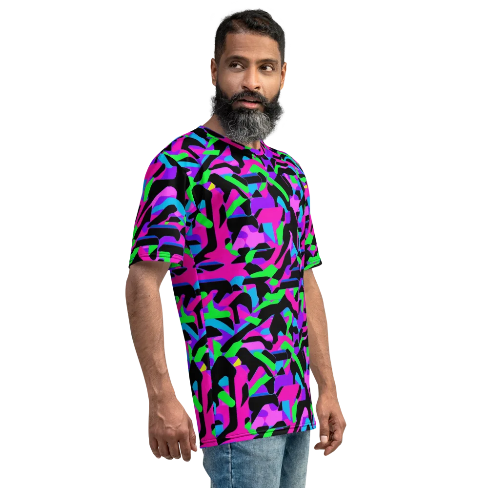 Neon Ink Drift on Men's Crew Neck T-Shirt — Right