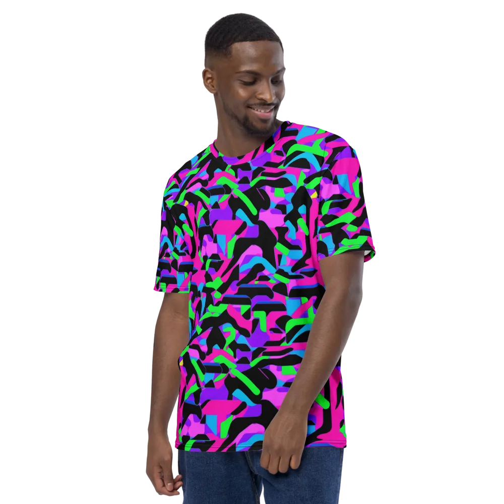 Neon Ink Drift on Men's Crew Neck T-Shirt — Left