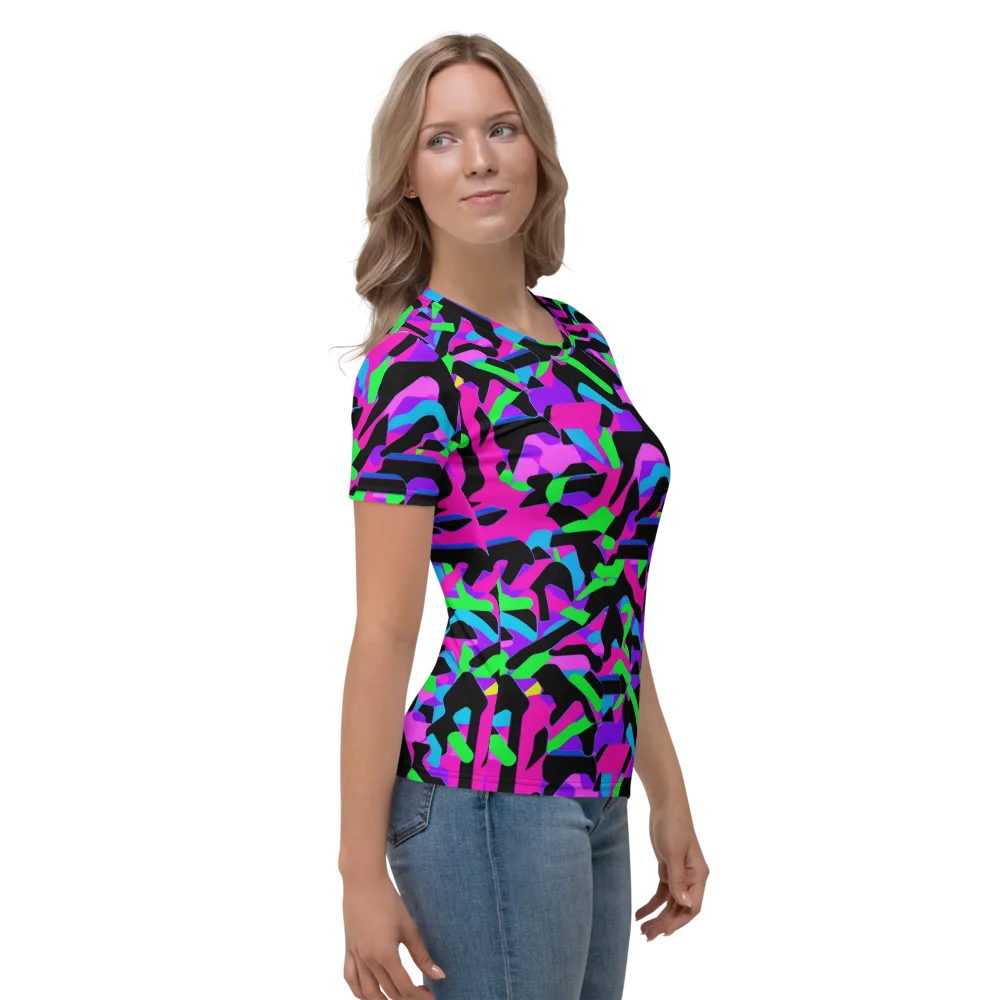 Neon Ink Drift on Women's Crew Neck T-Shirt — Right