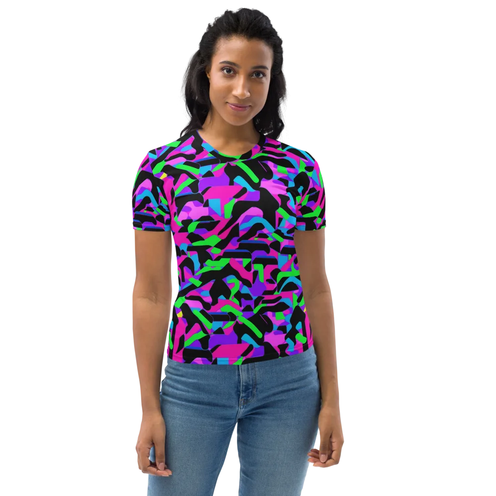 Neon Ink Drift on Women's Crew Neck T-Shirt — Front