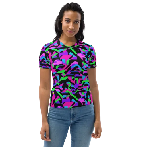 Neon Ink Drift on a Women's Crew Neck T-Shirt