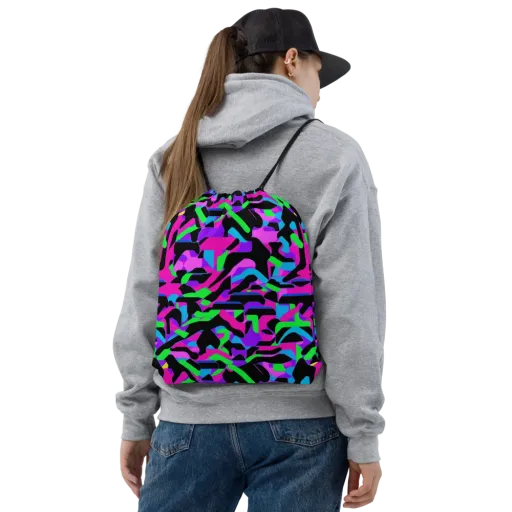 Neon Ink Drift on a Drawstring Bag