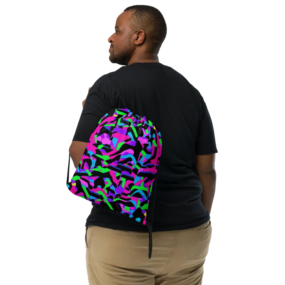 Neon Ink Drift on Drawstring Bag — Front