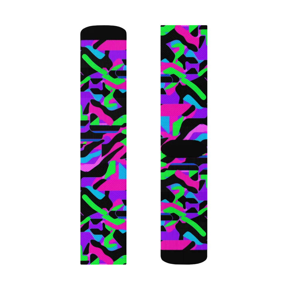 Neon Ink Drift on Socks — Right Sock