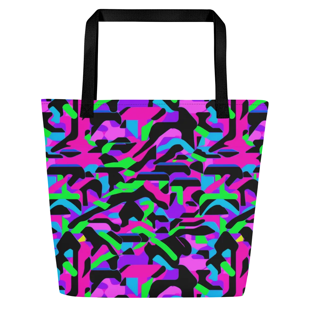 Neon Ink Drift on Large Tote Bag W/ Pocket — Front