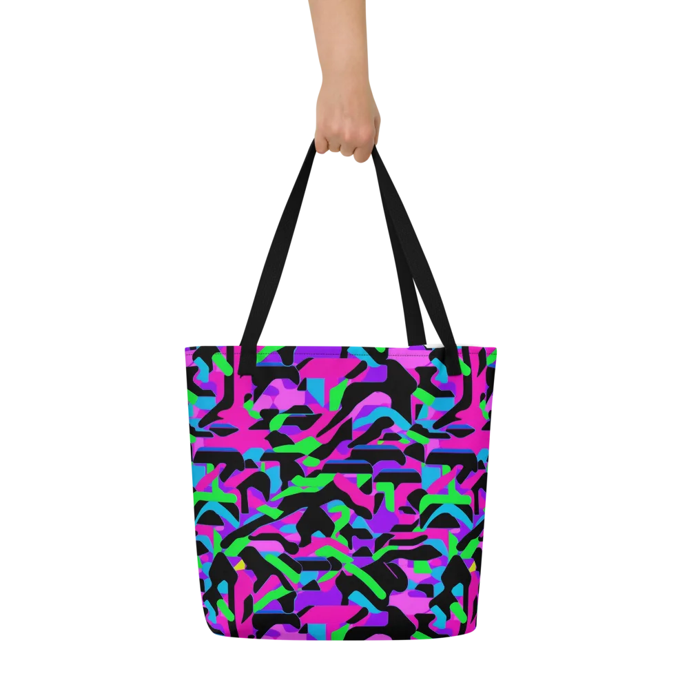 Neon Ink Drift on Large Tote Bag W/ Pocket — Front
