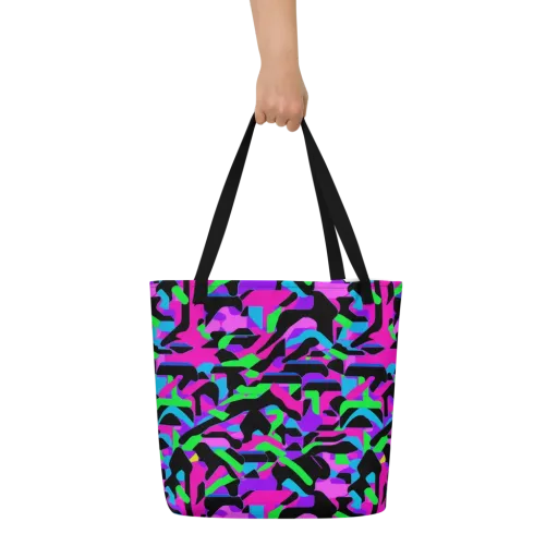 Neon Ink Drift on a Large Tote Bag W/ Pocket