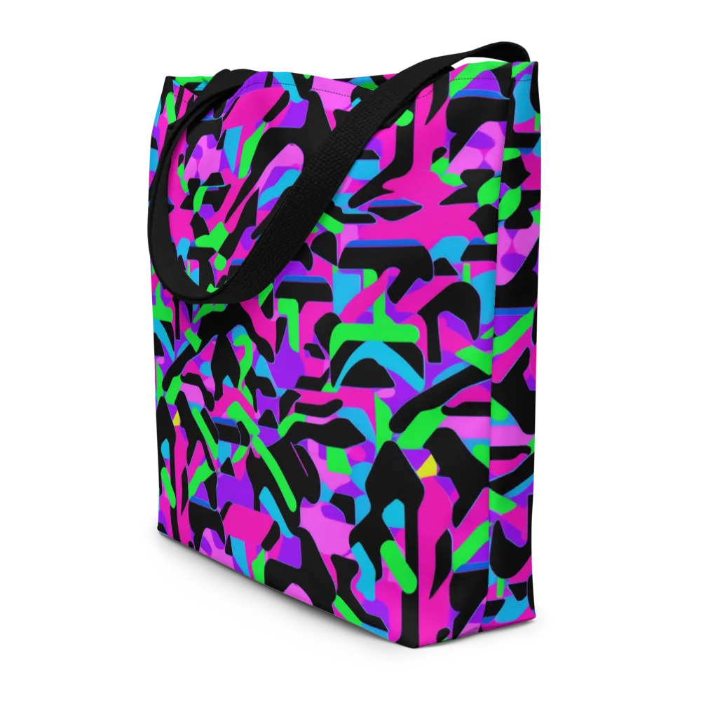 Neon Ink Drift on Large Tote Bag W/ Pocket — Front