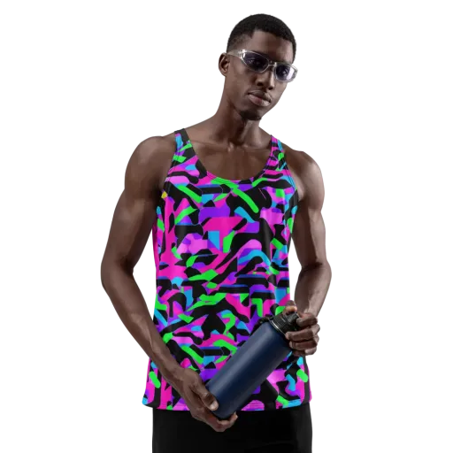 Neon Ink Drift on a Men's Tank Top