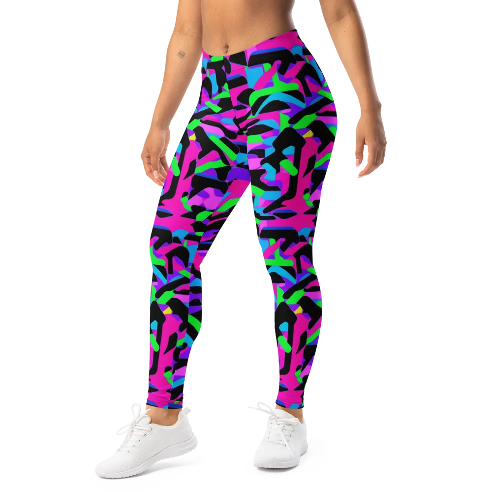 Neon Ink Drift on Leggings — Left Front