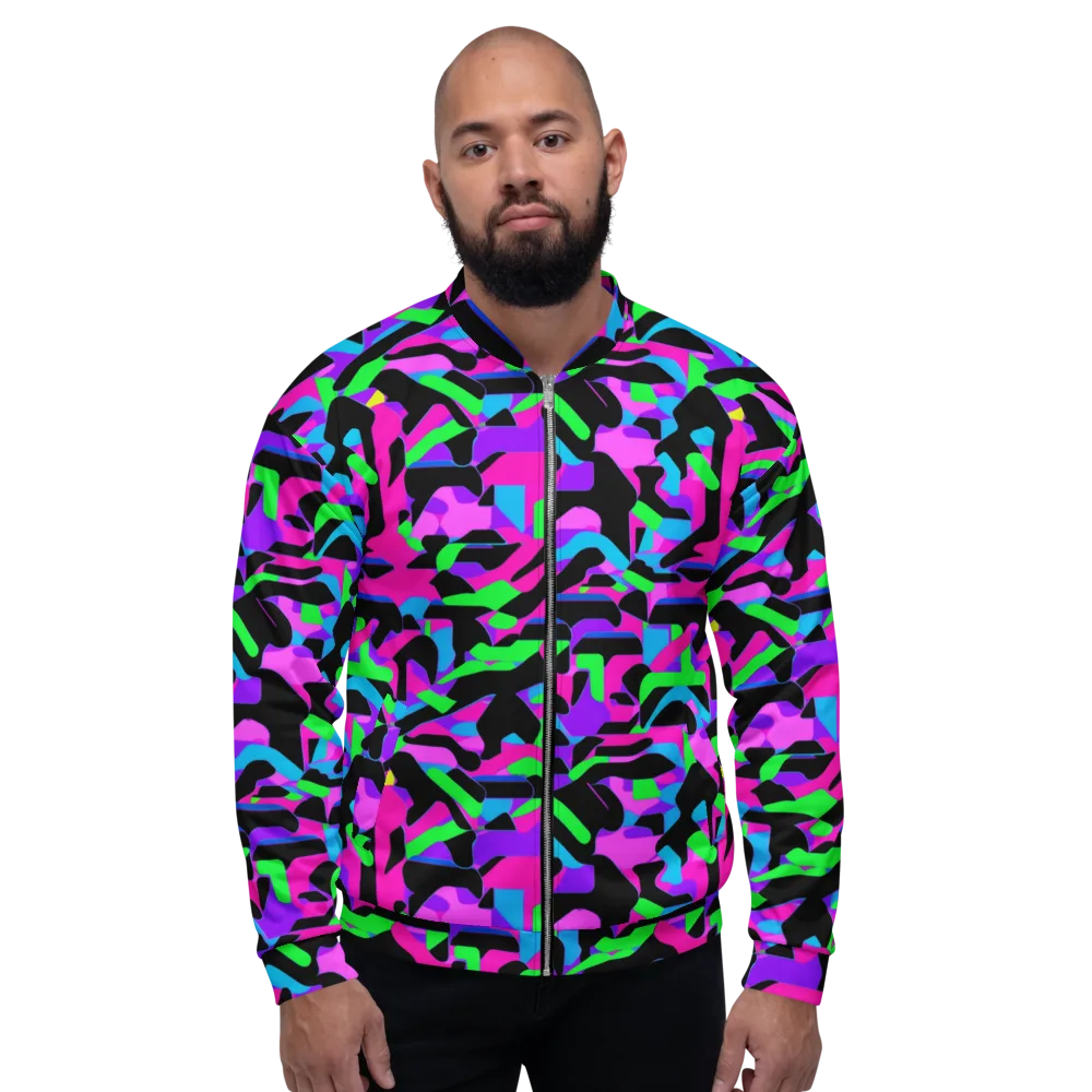 Neon Ink Drift on Bomber Jacket — Front