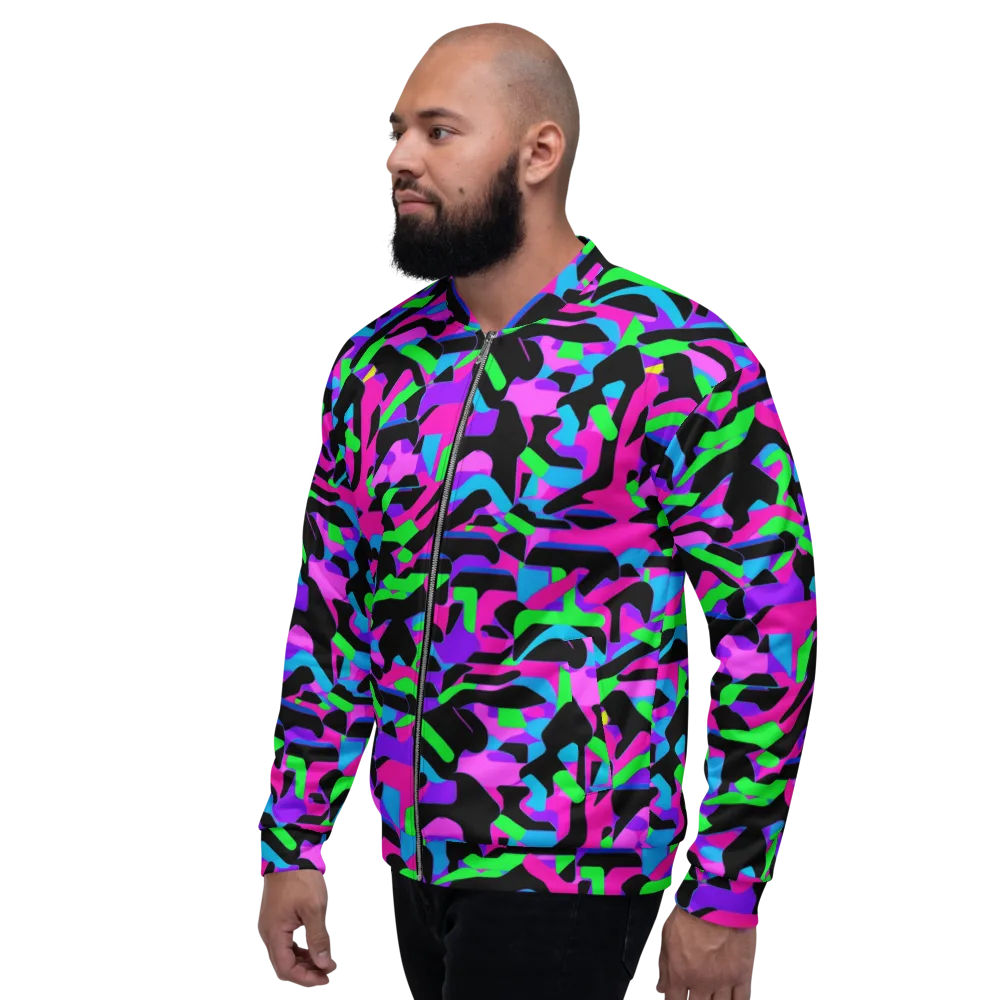 Neon Ink Drift on Bomber Jacket — Left