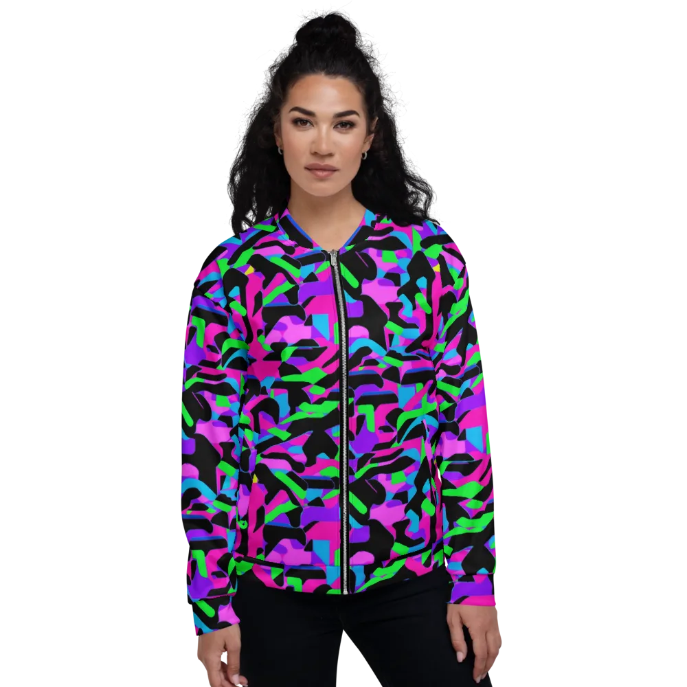Neon Ink Drift on Bomber Jacket — Front